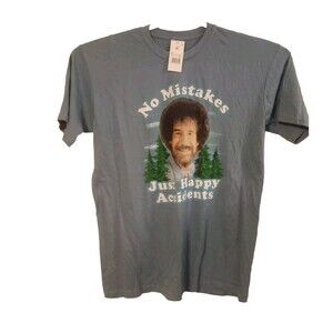 Men's Bob Ross Happy Accidents Short Sleeve T-Shirt - Blue XL